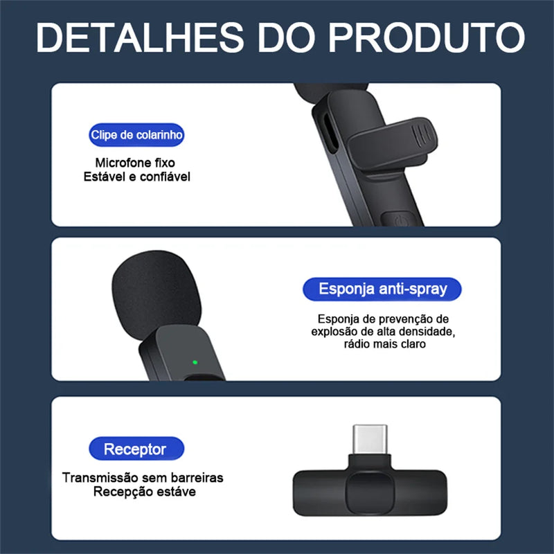 Microfone Lavalier Sem Fio BR-K9 - Envio Imediato