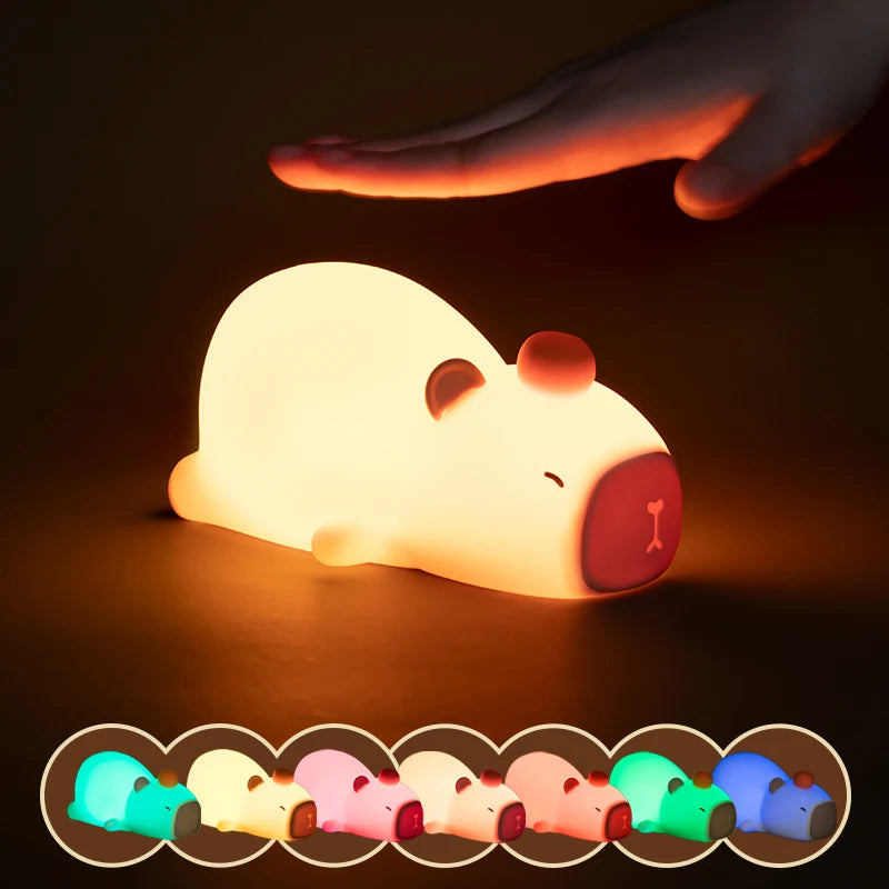 Luminária Noturna Fofa de Capivara de Silicone - Envio Imediato