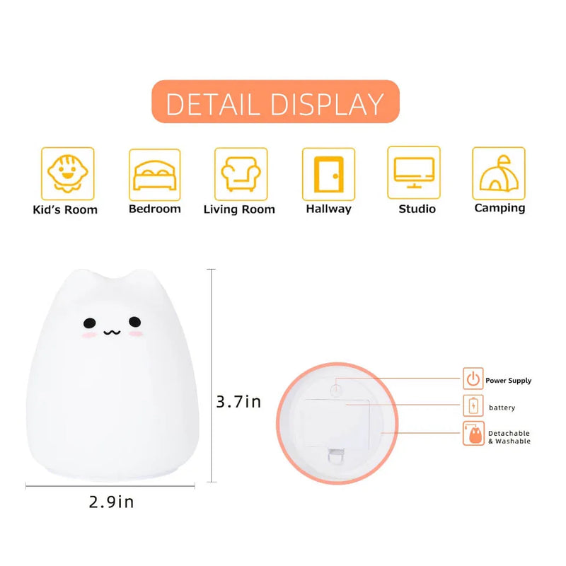 Luminária Noturna Mini Gato Kawaii - Envio Imediato